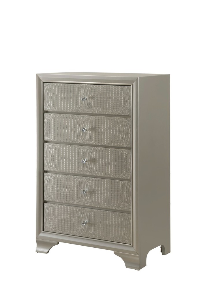 Modern 3pc Full Size Upholstered LED Backlit HB Panel Bed Chest Nightstand Set