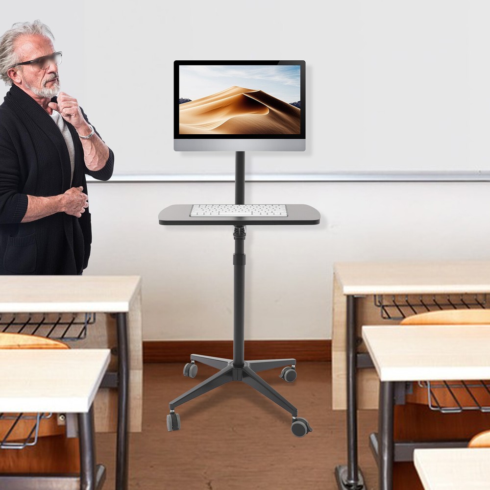 Rolling Laptop Floor Stand, Height Adjustable Mobile Desk, Mobile Workstation