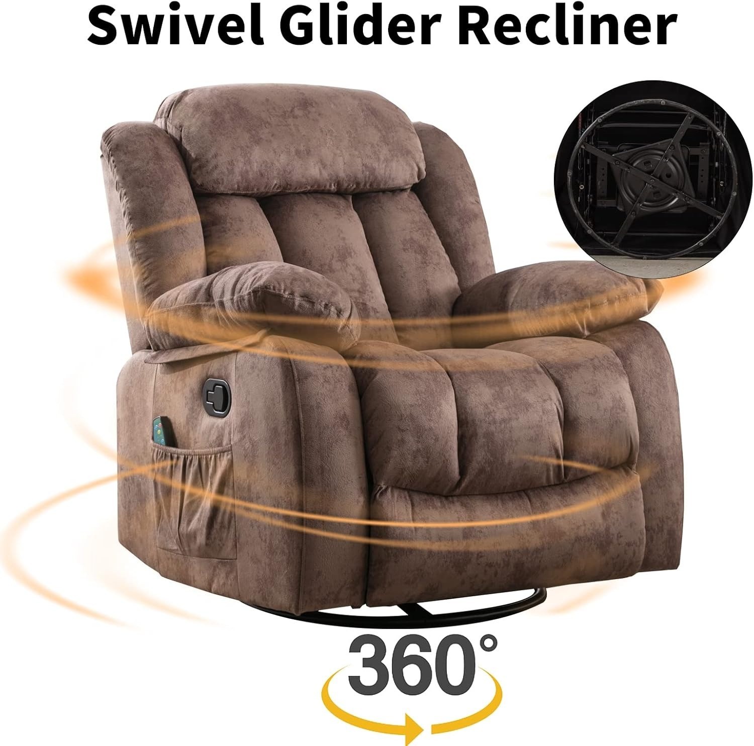 CANMOV Massage Rocker Recliner with Heat and Vibration Manual Reclining Chair