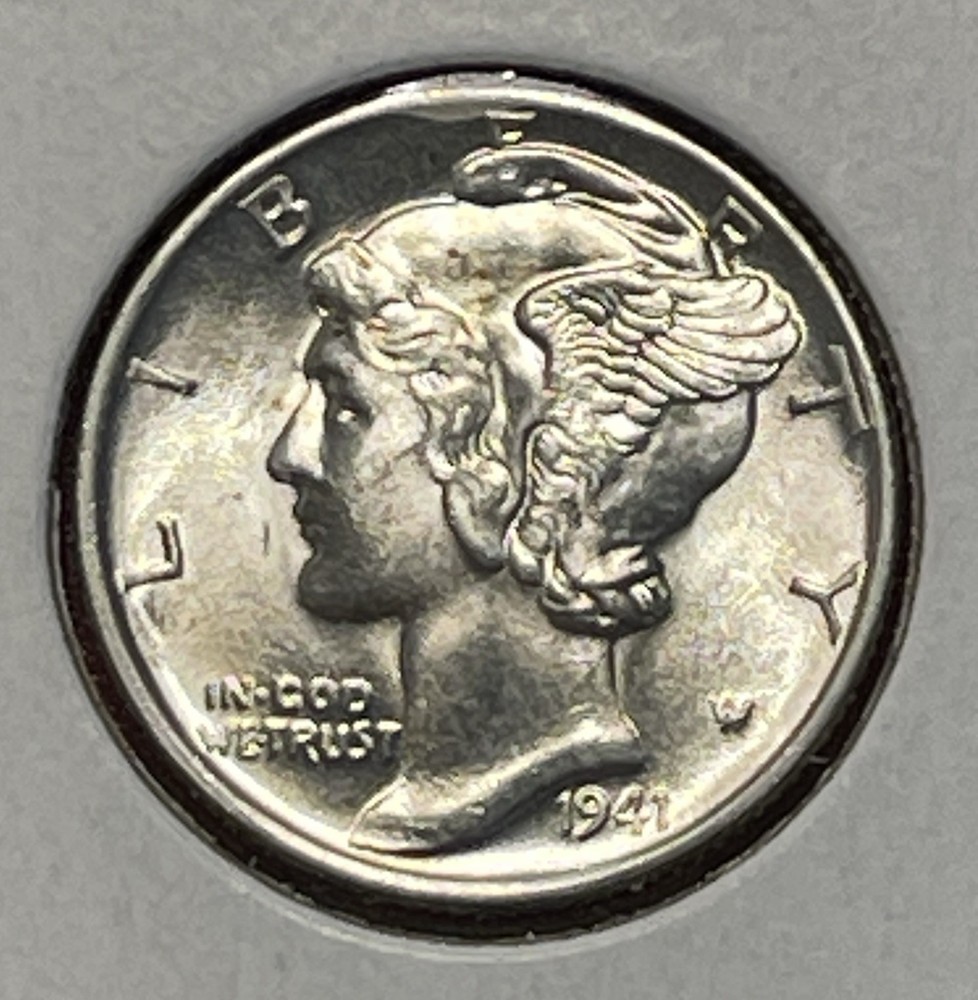 1941 P Mercury Silver Dime, Gem Uncirculated, FSB.