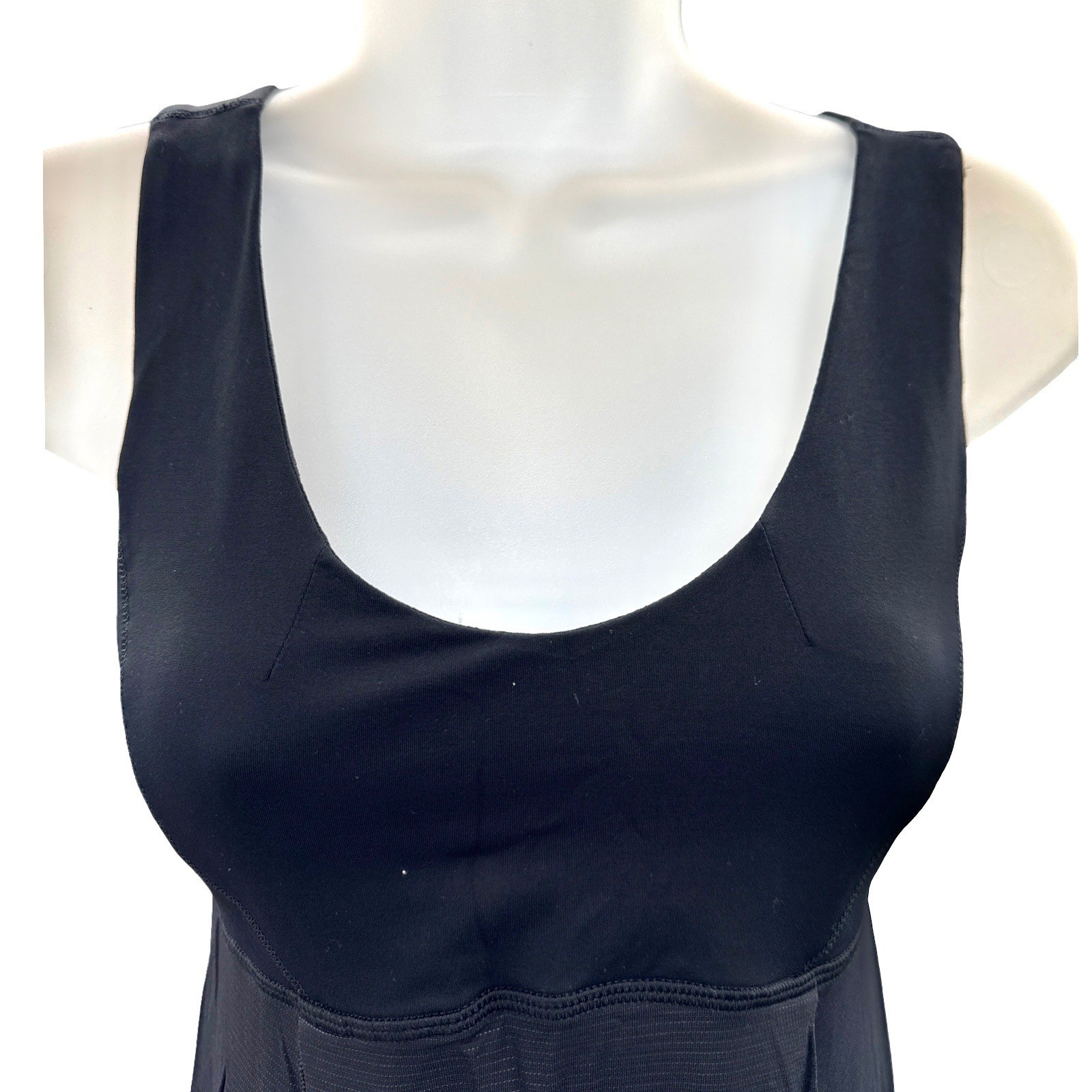 Lululemon Black Long Athletic Tank Top Size 4 Built In Bra Drawstring Hem