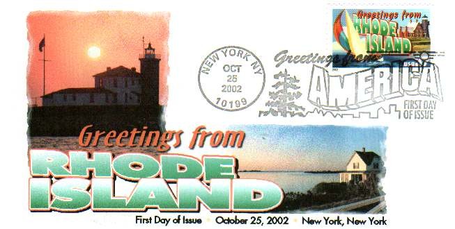 FPMG 3734 Greeting Rhode Island Lighthouse Ocean