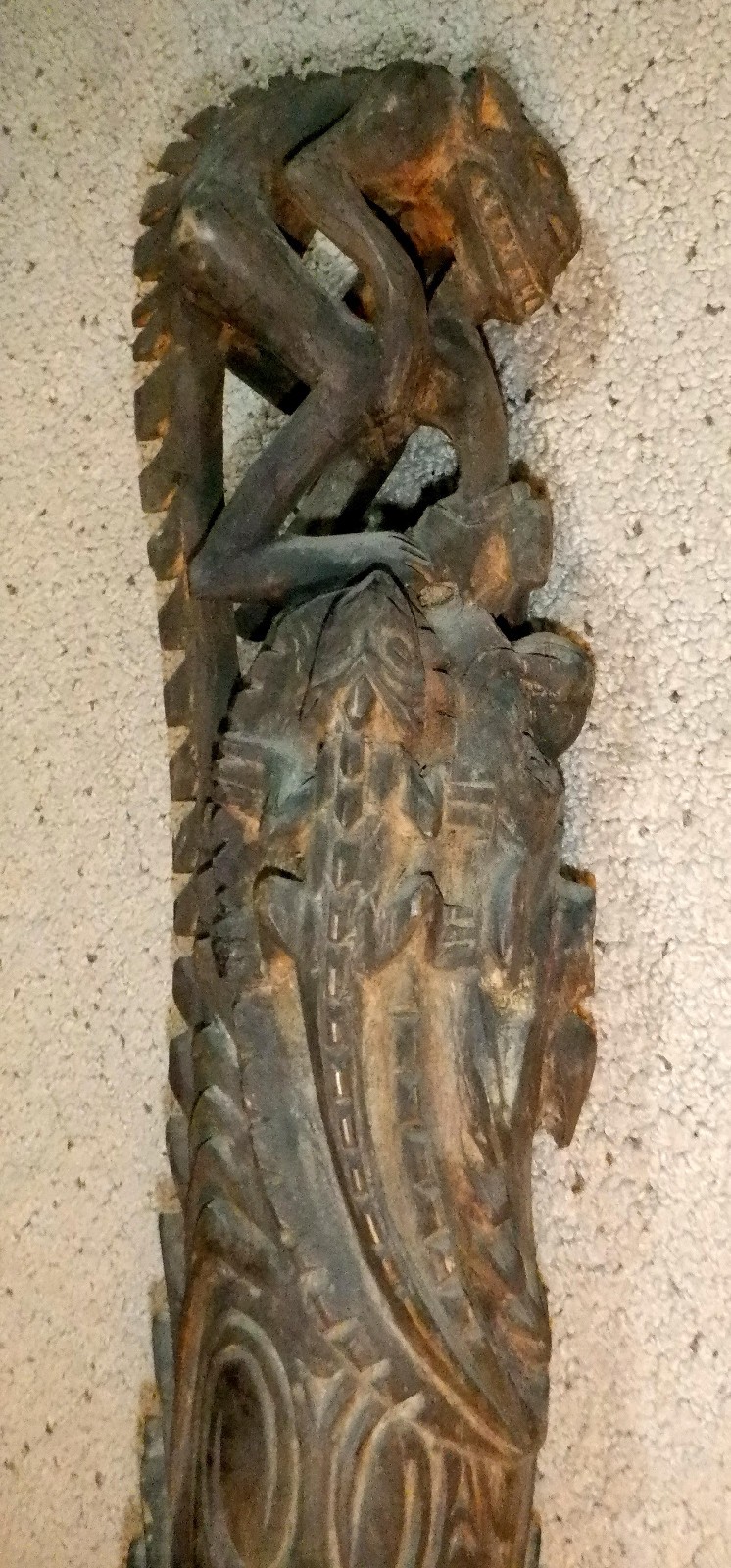 Moramba Village Papua New Guinea Wooden Crocodile Flute, 26" tall