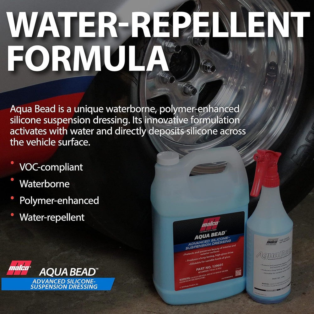 Malco Aqua Bead Water Based Dressing, Non-Greasy Interior and Exterior Dressing