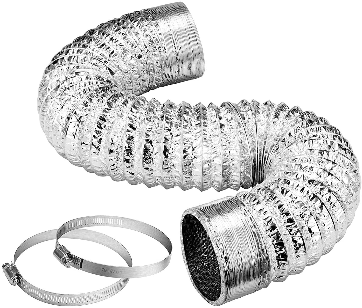 VIVOSUN 6" 8Ft Non-Insulated Flex Air Aluminum Ducting for HVAC Ventilation