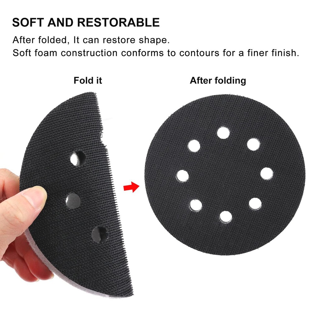 2PCS 5in Hook Loop Foam Cushion Interface Sanding Disc Sander Buffer Backing Pad