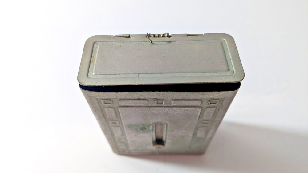 Vintage Cigarette Box Case Spring Lid Slide Button "Rare"