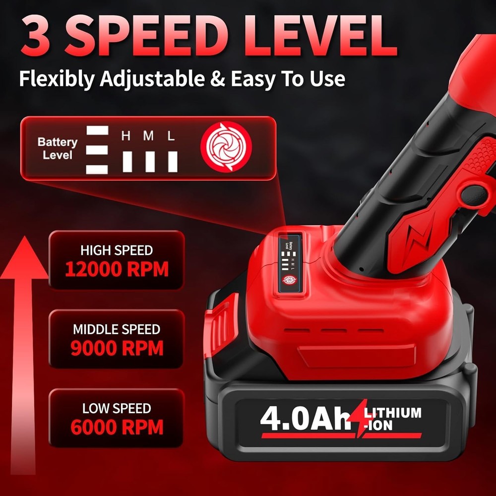 Versatile Cordless Angle Grinder with Cutting Wheels and Battery Indicator