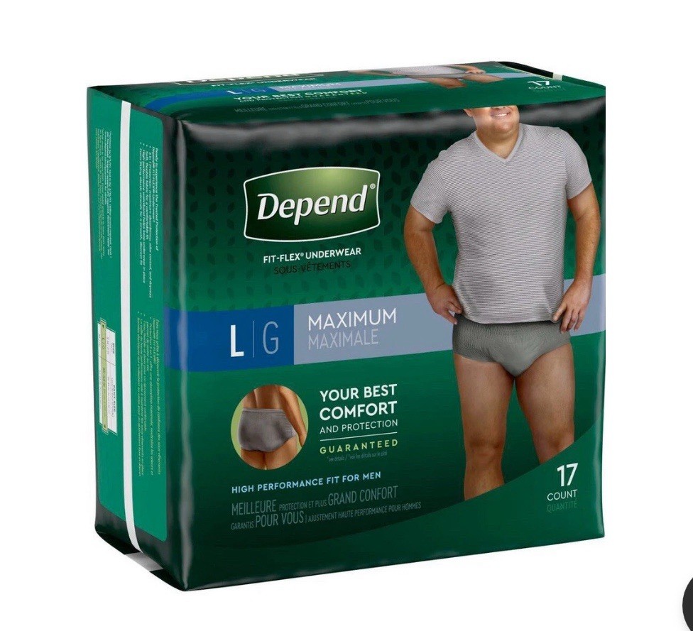 17 Depend Fit-Flex Underwear for Men Maximum Absorbency Size L 17pc