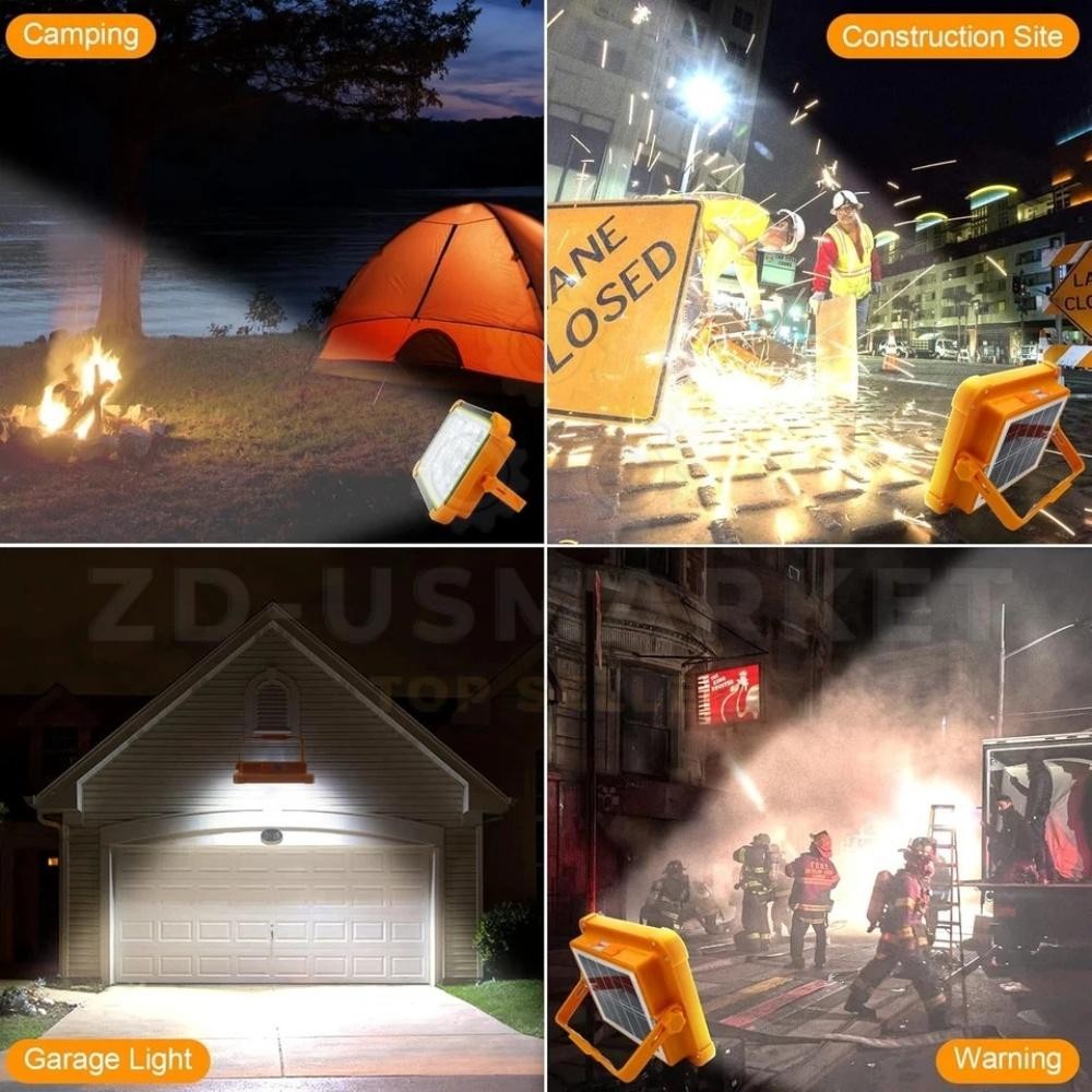 Portable LED Solar Rechargeable Work Light Outdoor Camping Security Light US