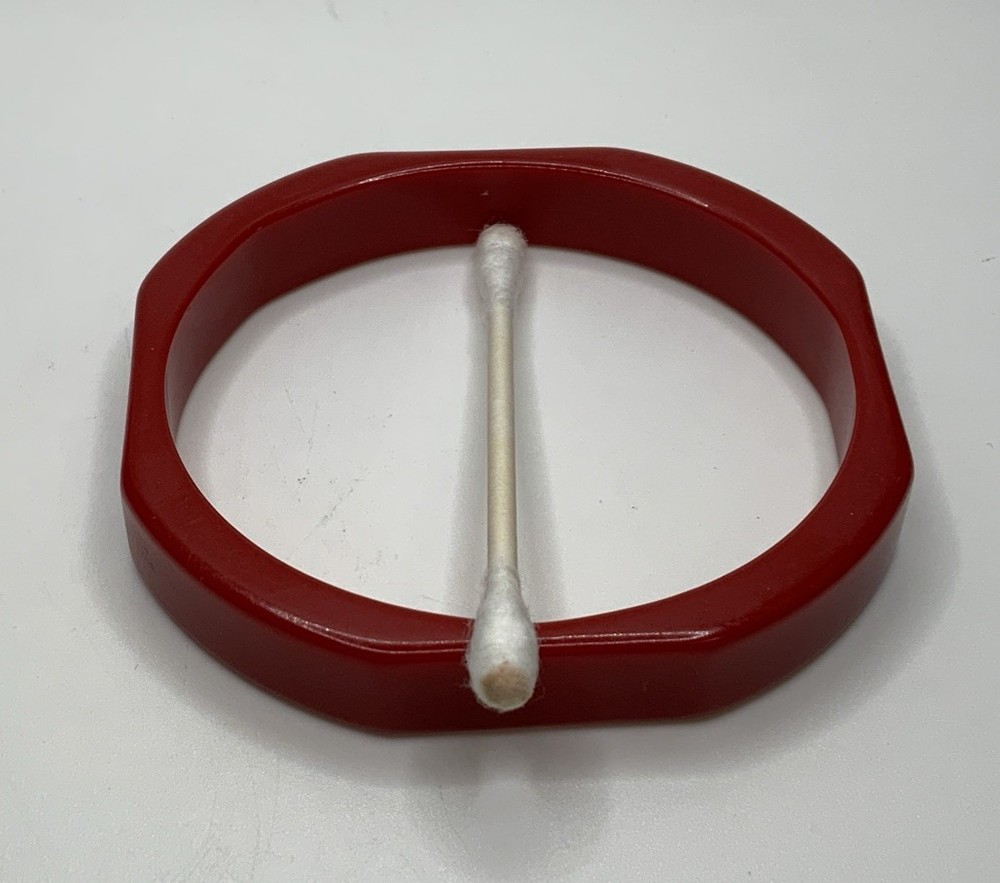 Vintage Deep Cherry Red Octagonal Bakelite Bangle Bracelet ~ Tested