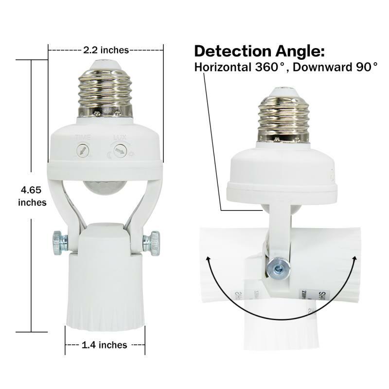 PIR Motion Sensor Light Socket - 180 Degree Rotatable E26/27 Smart Screw Bulb
