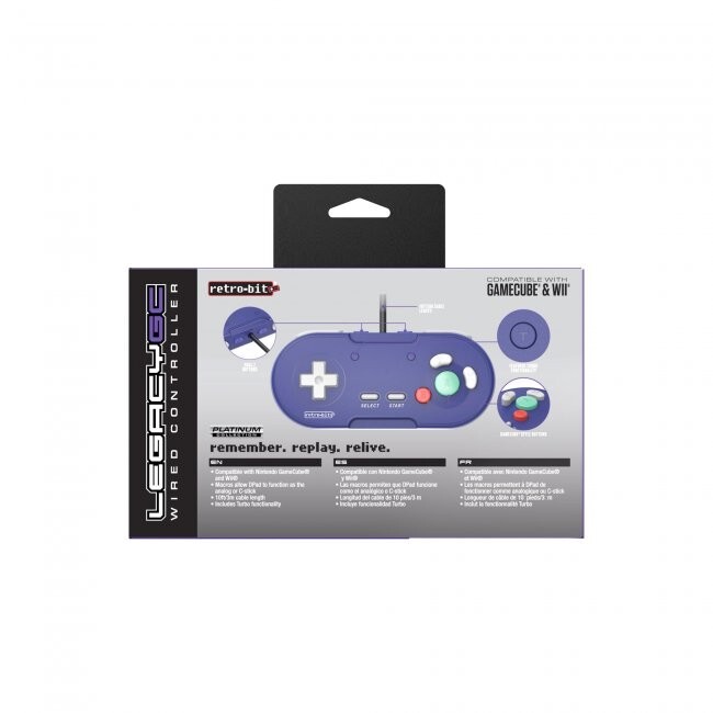 Retro-Bit LegacyGC Wired Controller GameCube and Wii Indigo