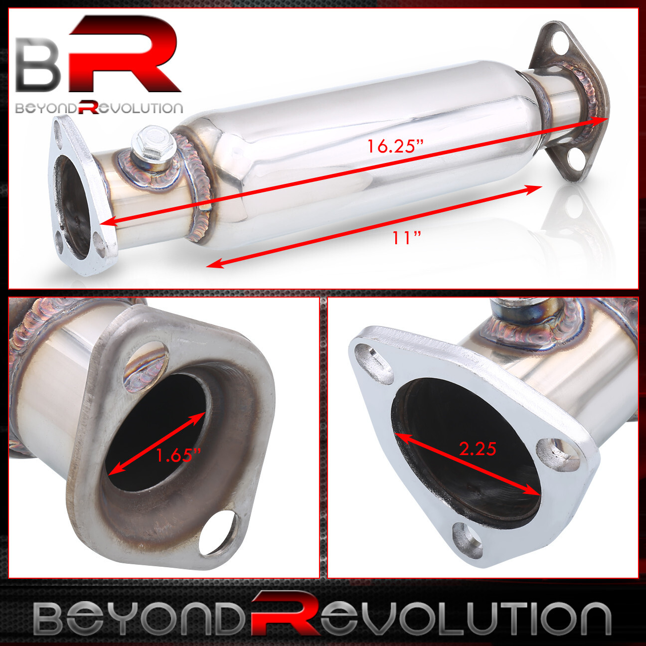 For 1988-2000 Civic JDM Polish Exhaust Stainless Steel Catback Pipe