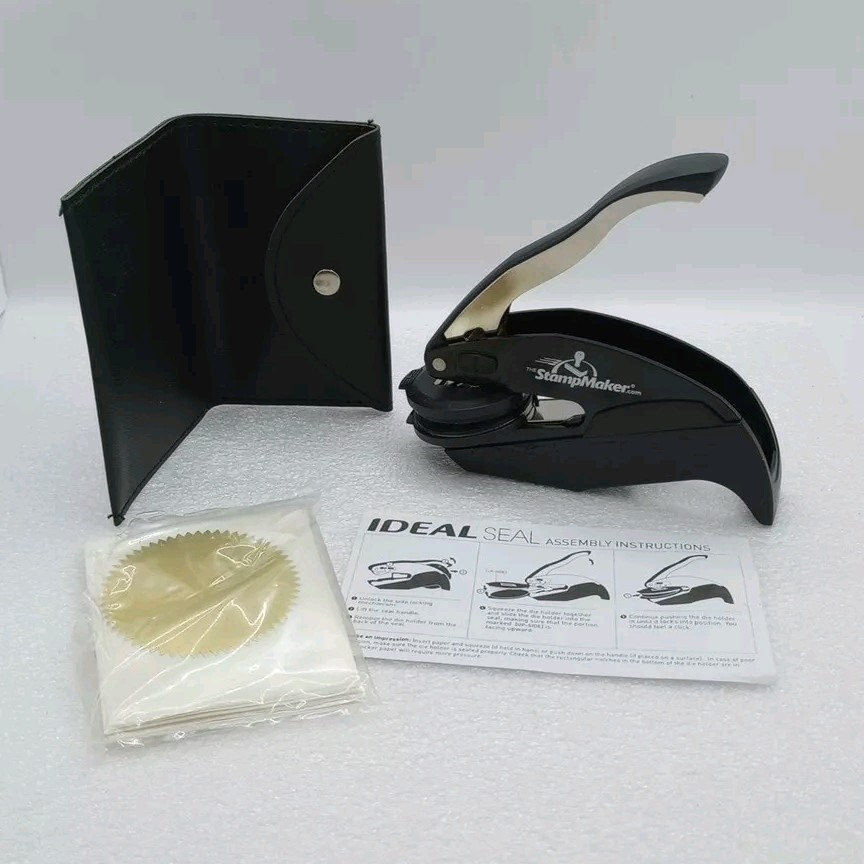 The Stampmaker Pocket Seal Forensic Document Sticker Stamp With Leather Case
