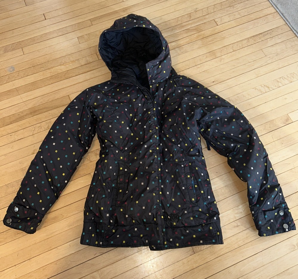 BURTON Black Reversible Down Filling Ski Snowboard Jacket Size Small
