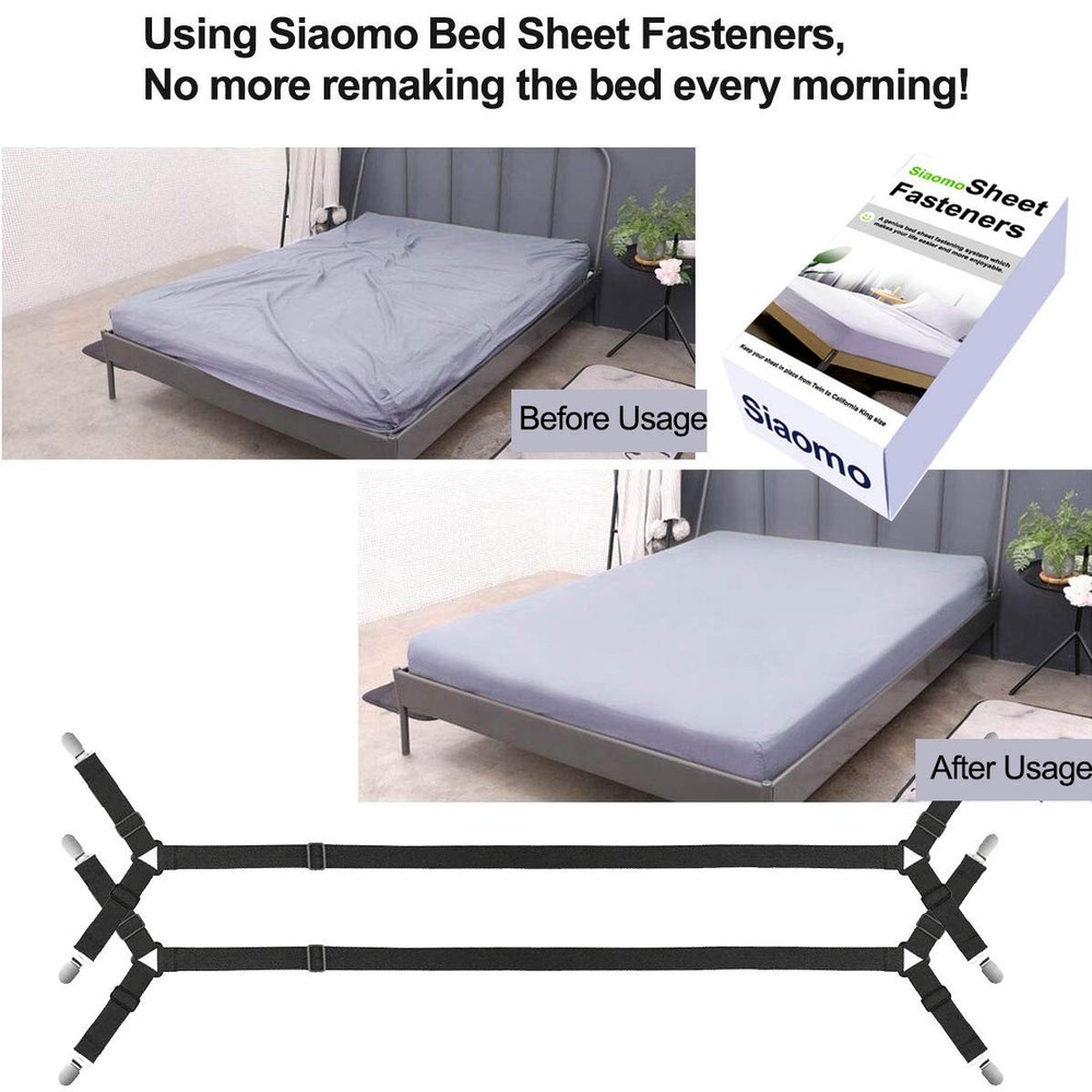 Bed Holder Straps - Straps Adjustable Bed Clips Fasteners Keep Sheets Stays i...