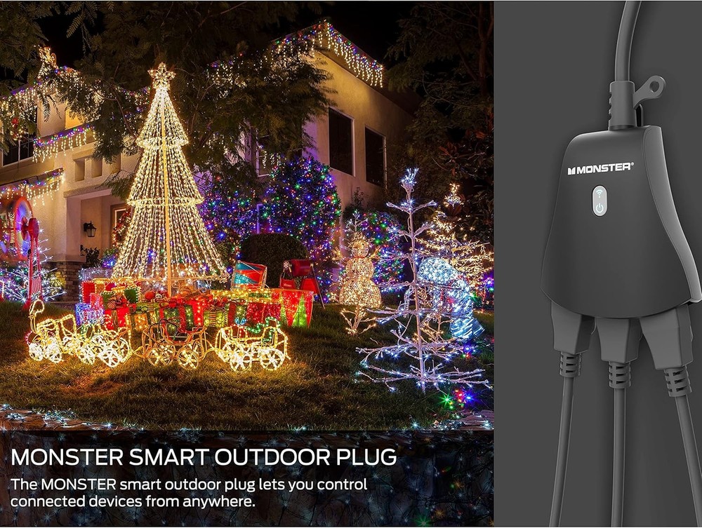 Monster Smart Outdoor Plug, 3 Outlet Alexa