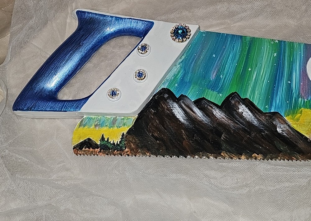 Northern Lights Handpainted Saw