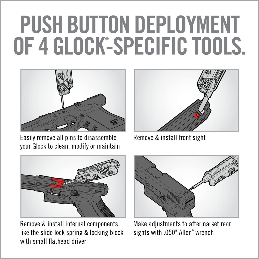 Real Avid 4-in-1 Tool for Glock Handguns, Compact Gun Multitool with Black