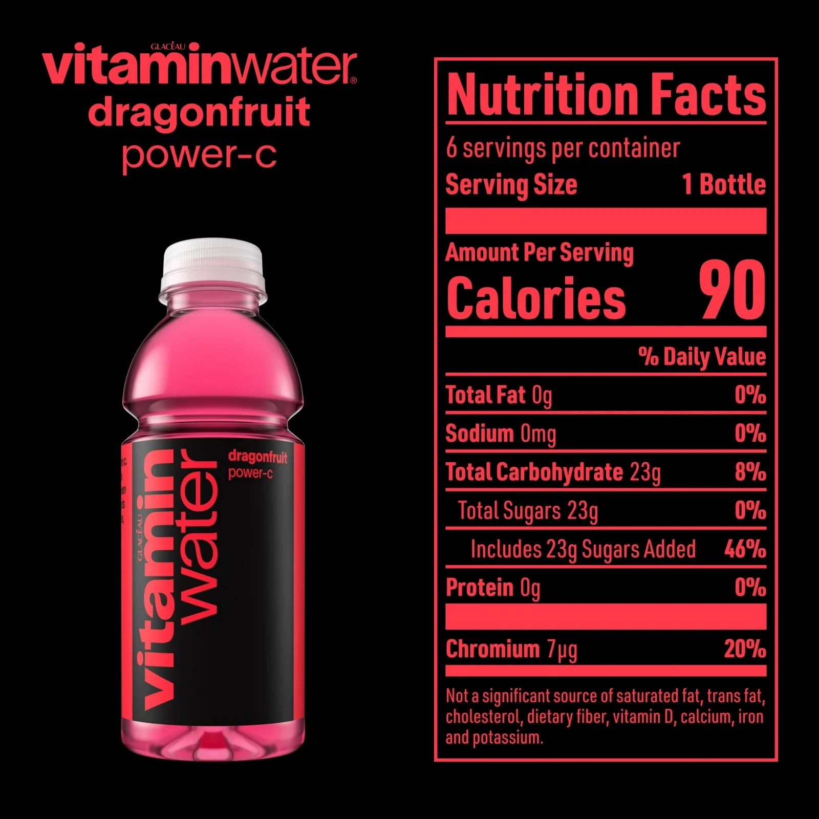 Vitaminwater Power-C Dragonfruit Flavored Water Beverage, 16.9 fl oz, 6 Pack Bot