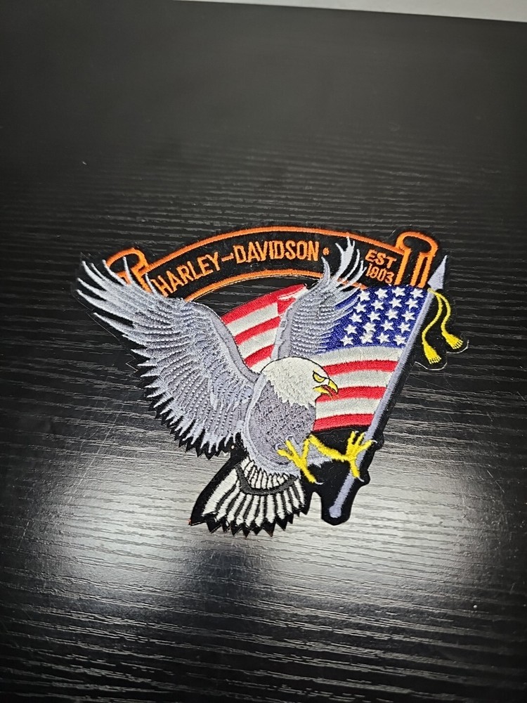 Vintage Harley Davidson Large Eagle Wing Patch Biker Embroidered 7" Vest Jacket