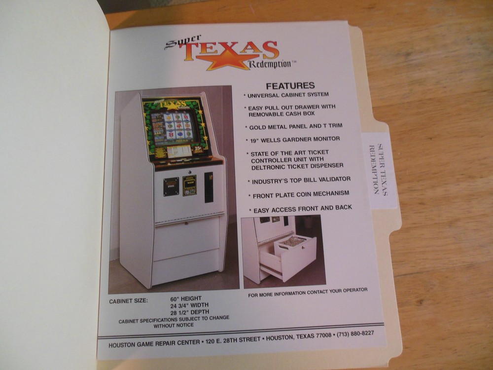 old stock SUPER TEXAS REDEMPTION    ARCADE   GAME  FLYER