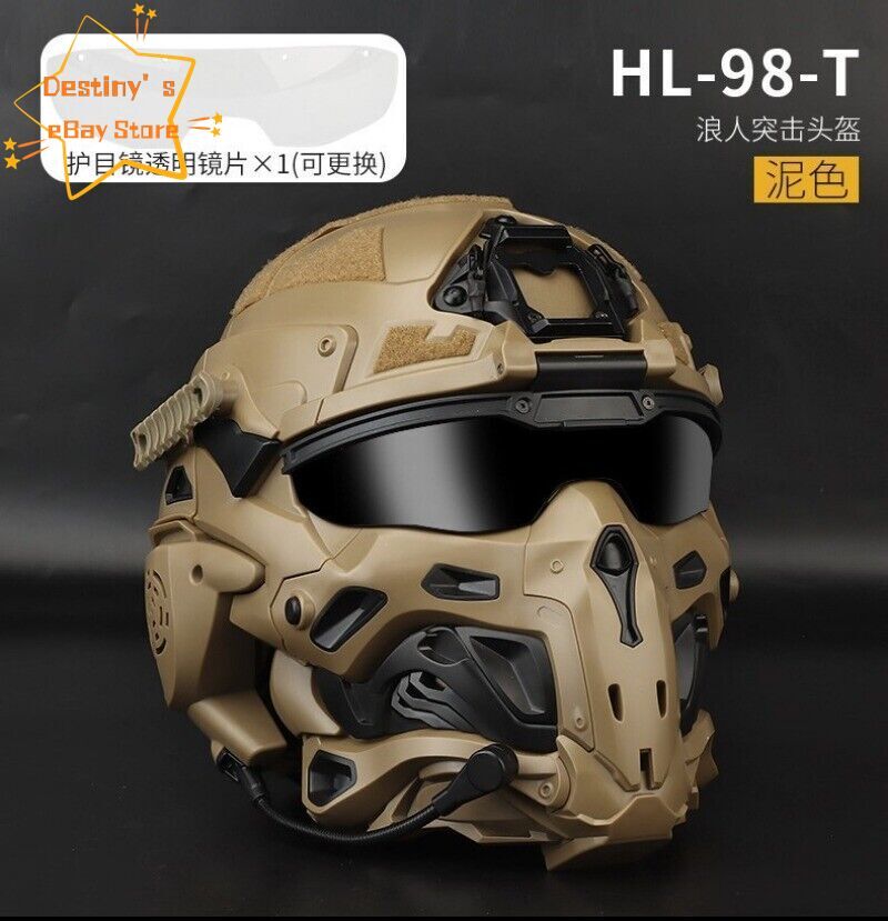 US Tactical Helmet Built-in Headset Modular Replace Lense Protective Mask Helme