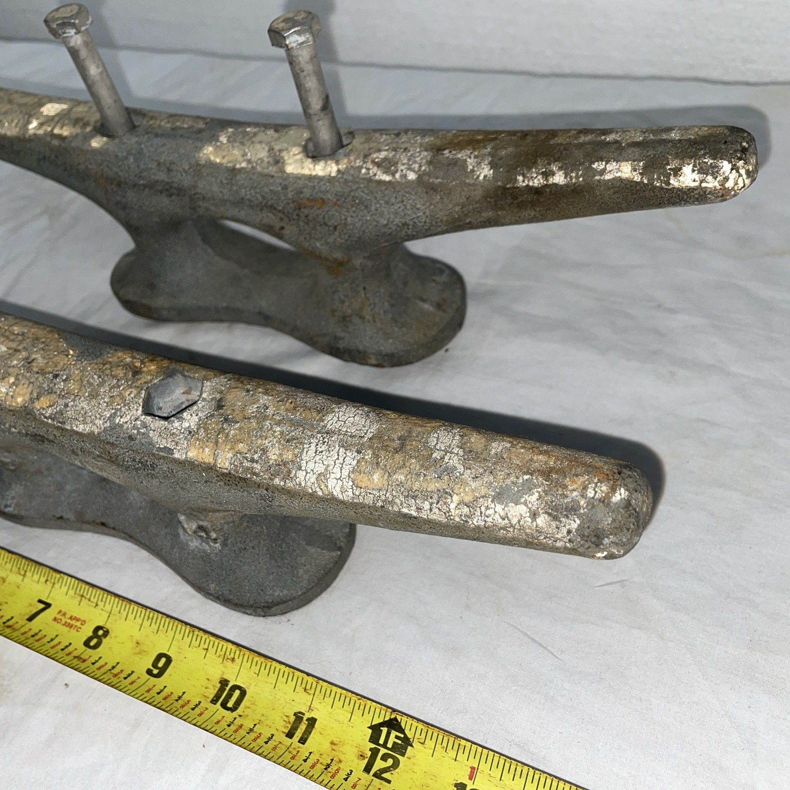 Pair Vintage 14” Boat Dock Cleats Cast Iron Marine Hardware Wilcox Crittinsen