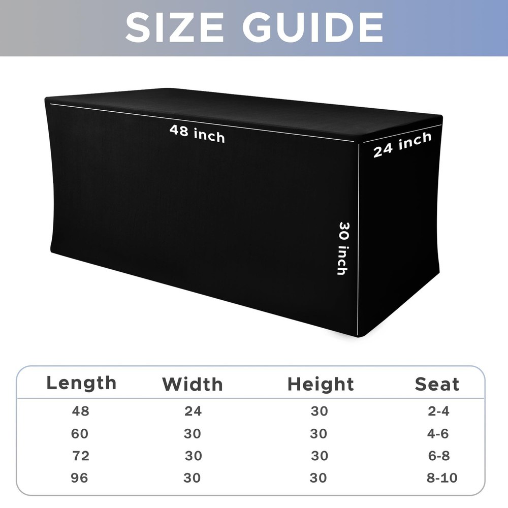 Nasitos Spandex Fitted Table Clothes, 4 Pack - 48 x 24 Inch - Black Rectangle...