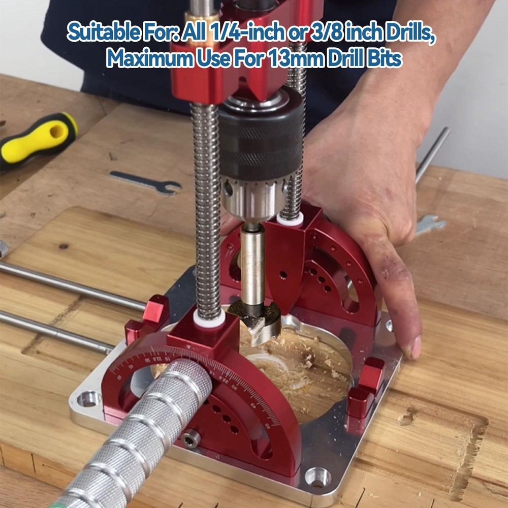 Portable Multi-Angle Drill Guide for Power Drills, 0° to 60° Self-Centering