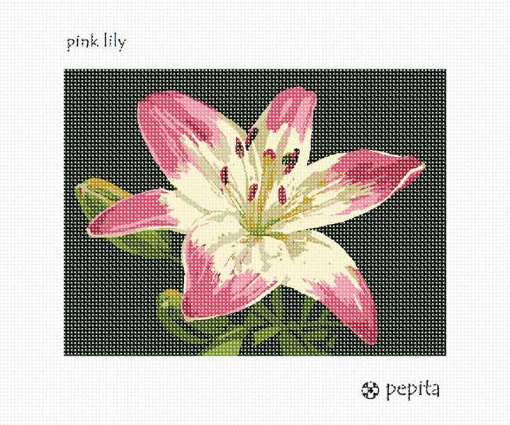 Pink Lily Needlepoint Kit or Canvas