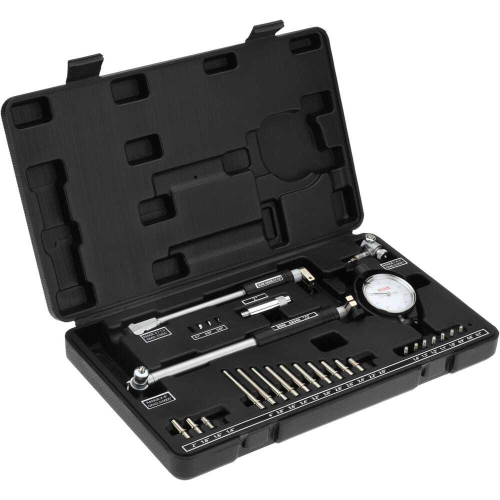 SPI 25-363-3 Cylinder Dial Bore Gage Set w/ 3 Heads: 0.7" to 6" Measuring Range
