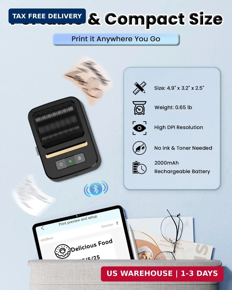 Label Makers, Label Maker Machine with Tape, Bluetooth Label Maker, Portable The