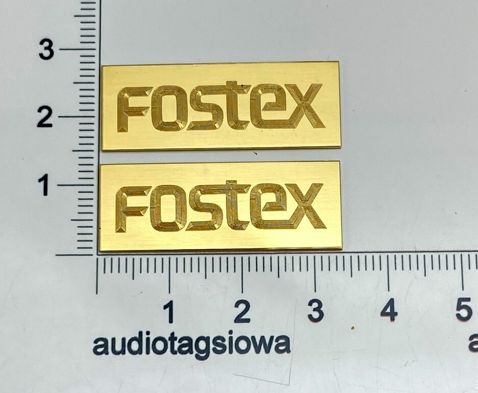 Fostex Speaker Grill Badges Custom Made Engraved Polished Solid Brass PAIR