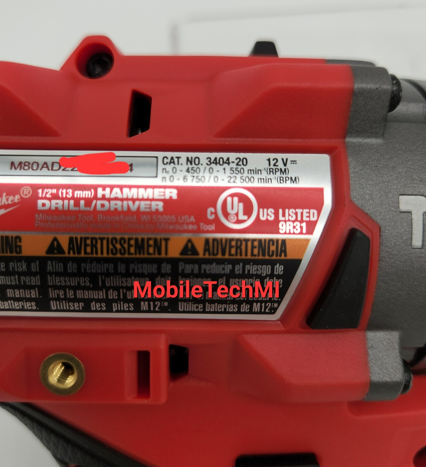 Milwaukee M12 FUEL Hammer Drill Driver 3404-20 + XC4.0 Battery 4.0 Ah NEW GEN 3