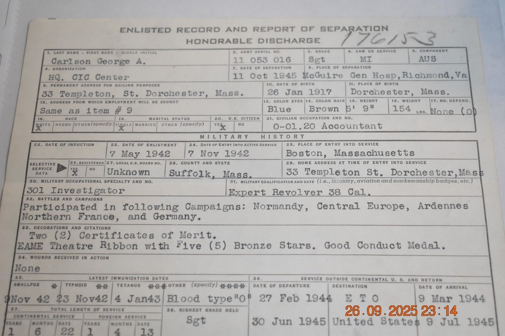 WW2 US Army Counter-Intelligence-Corps Ritchie Boys Documents & Ribbons