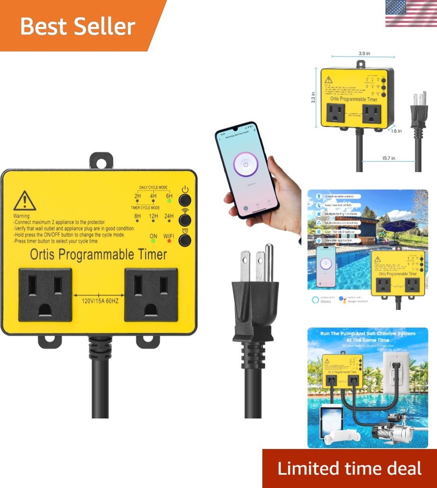 WiFi Pool Timer Switch for Smart Life App Control - Dual Socket Convenience