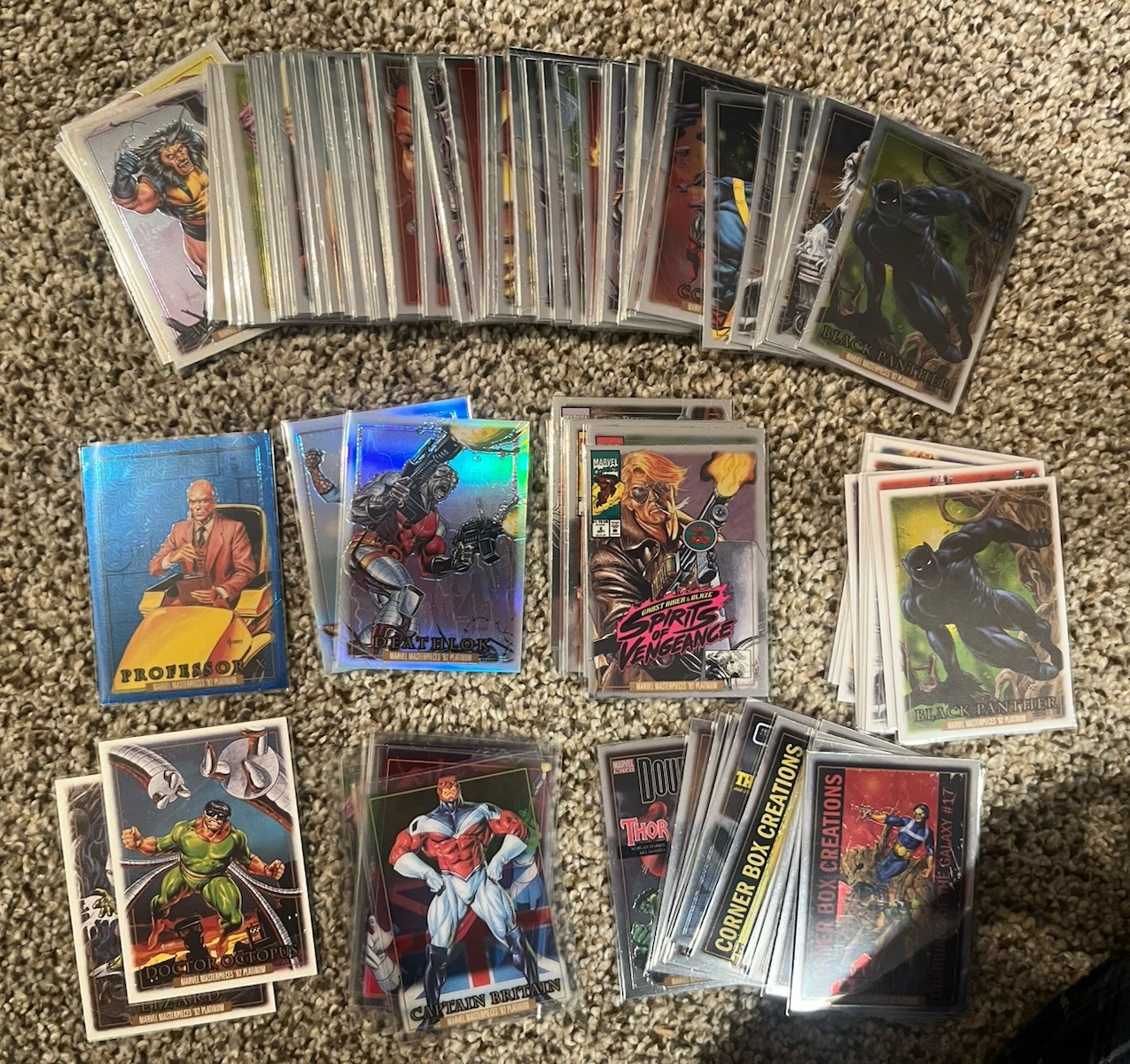 2024 Marvel Masterpieces '92 Platinum 100 Card Lot: Parallels, Inserts & Base