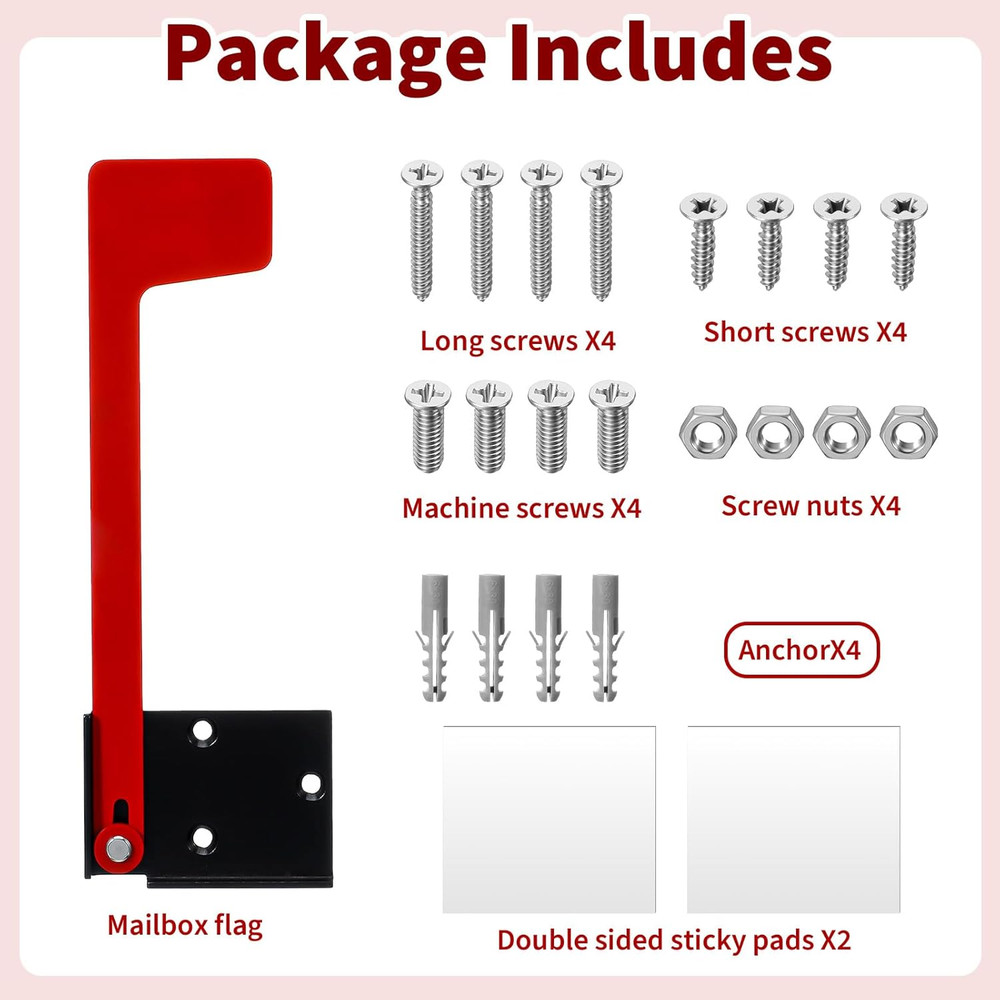 Flag for Mailbox,Red Mailbox Flag Replacement Kit Stainless Steel Mail Box Flags