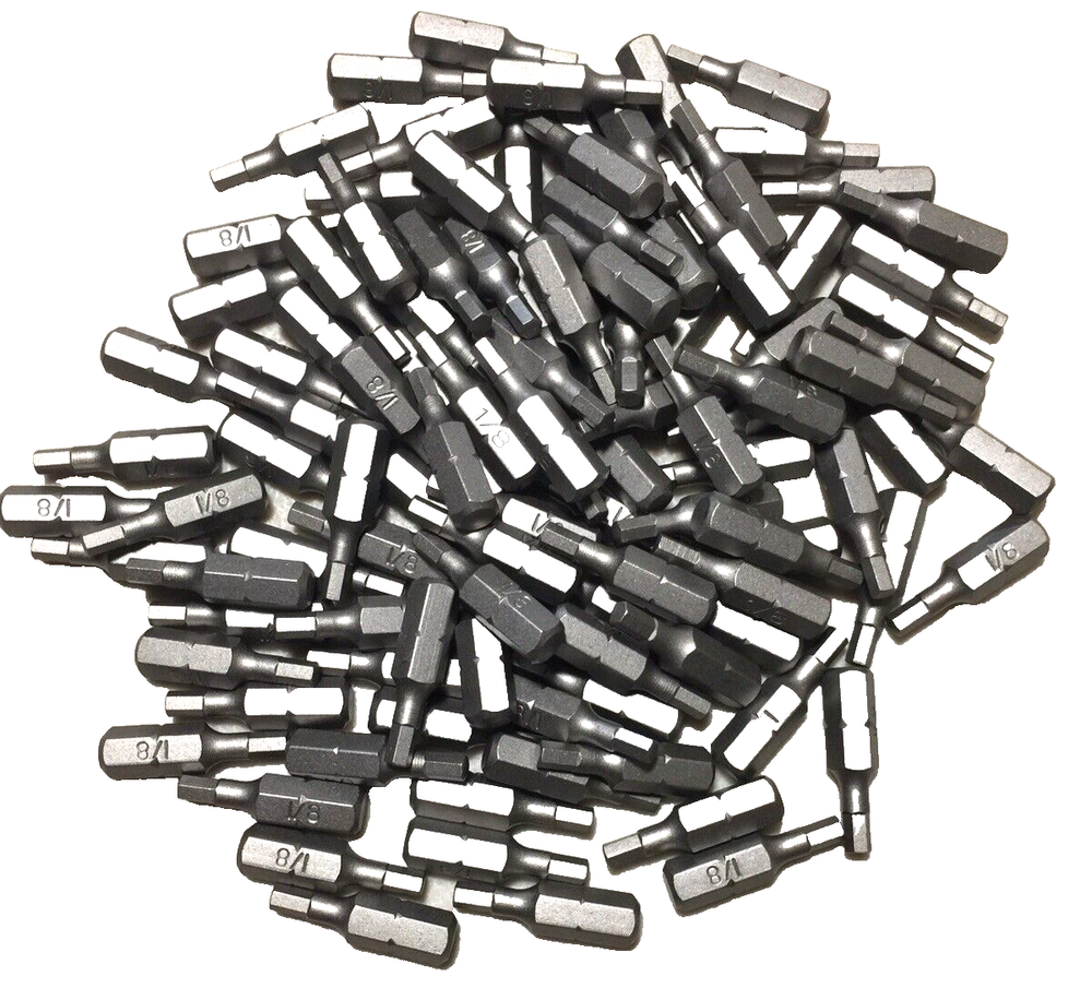 [50] S2 1/8" HEX x 1" x 1/4" SCREW DRIVER BITS HEX KEY INSERT- 50 BITS