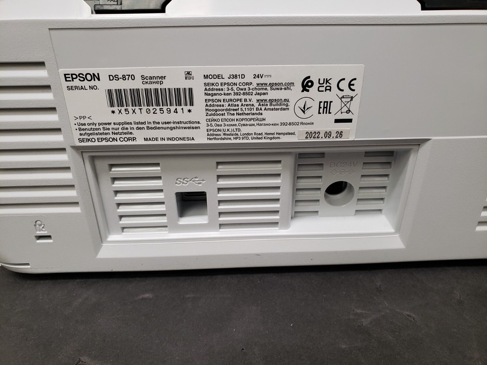 Epson DS-870 Color Duplex Workgroup Document Scanner *SCAN COUNT: 0* *Read*