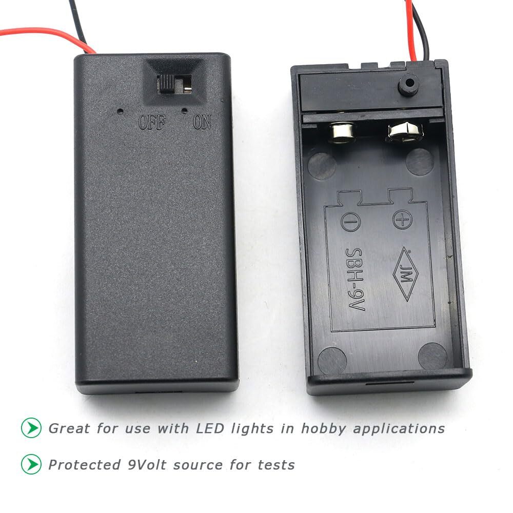 7 Pack 9V Battery Holder Case with ON/Off Switch for Students Experiments