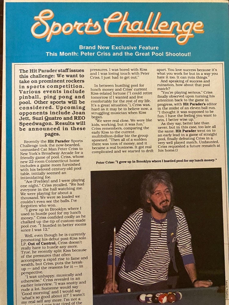 Peter Criss, Kiss, Full Page Vintage Clipping