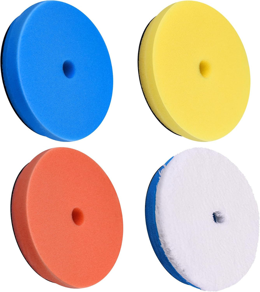 4 Pieces Buffing Polishing Pads 6 Inch Orbital Buffer Pads Hook and Loop Buff...