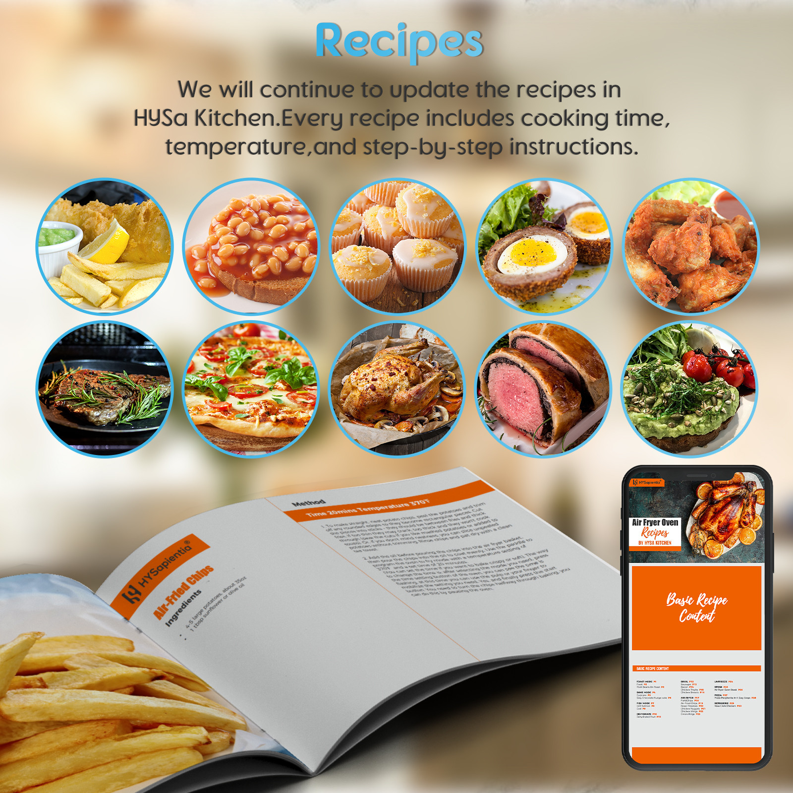 HYSapientia 26QT Stainless Steel Air Fryer Oven With Rotisserie 1800W Mini Oven