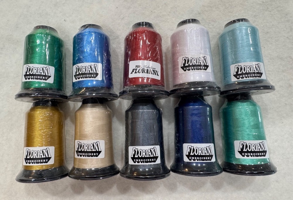 Floriani Embroidery Thread 10 New Spools Polyester Multiple Colors