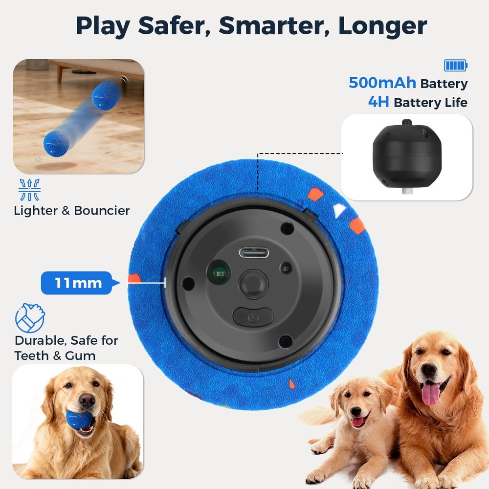 Aquamorph 2 Pack Interactive Dog Balls - Auto Moving Bouncing Vibrating Washable