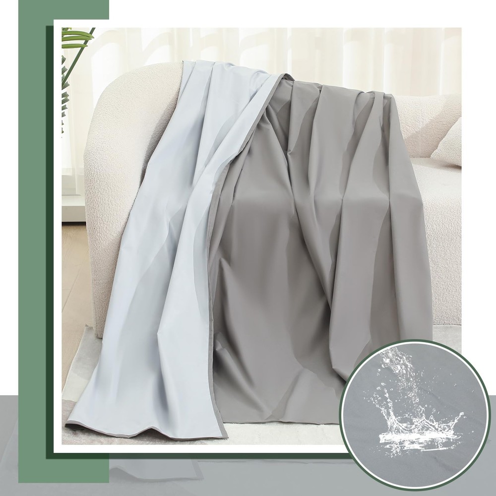 Waterproof Bed Blanket Queen Size 78'' X 82'' Gray Polyester