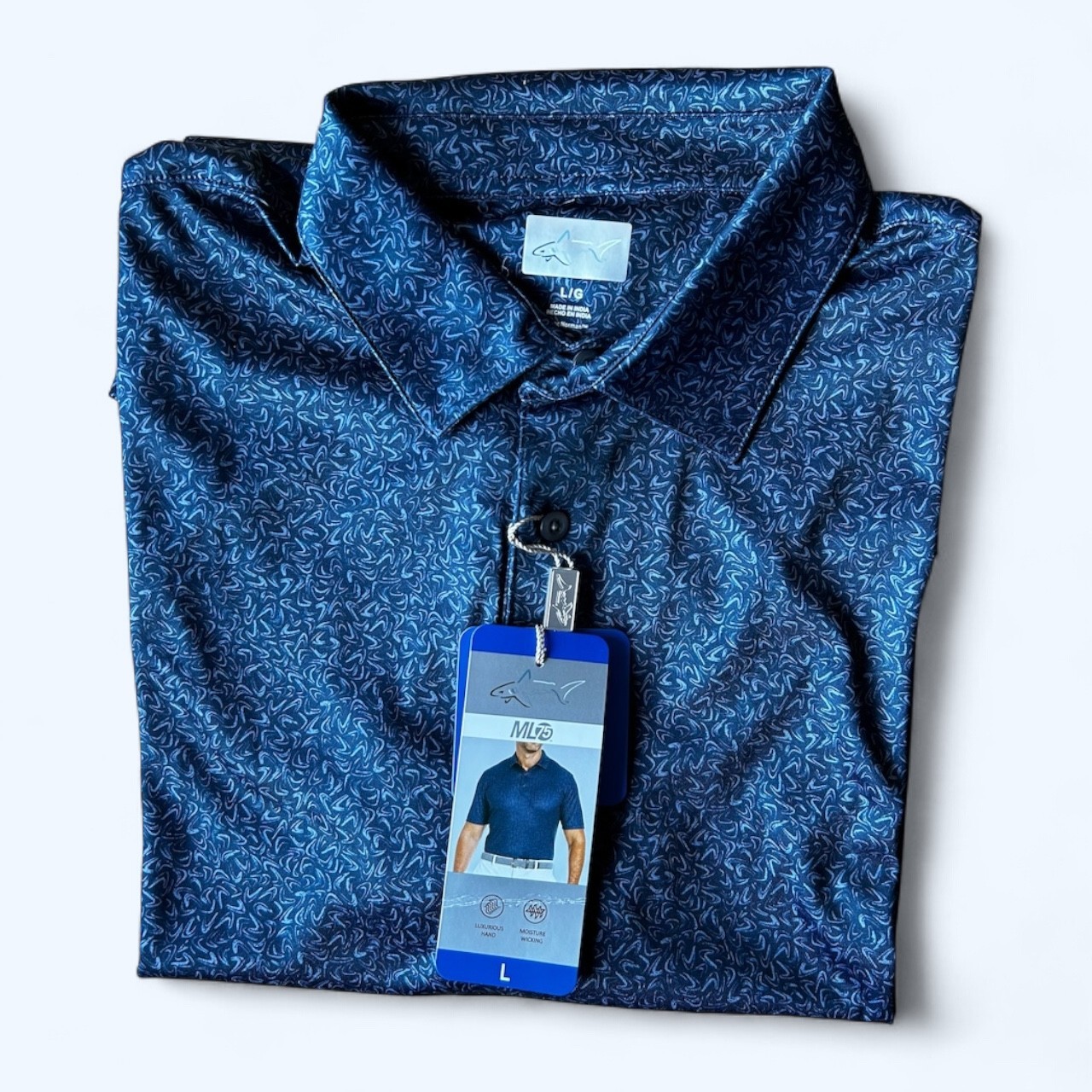 Greg Norman Men's ML75 Short Sleeve 3 Buttons Shirt Navy Size L